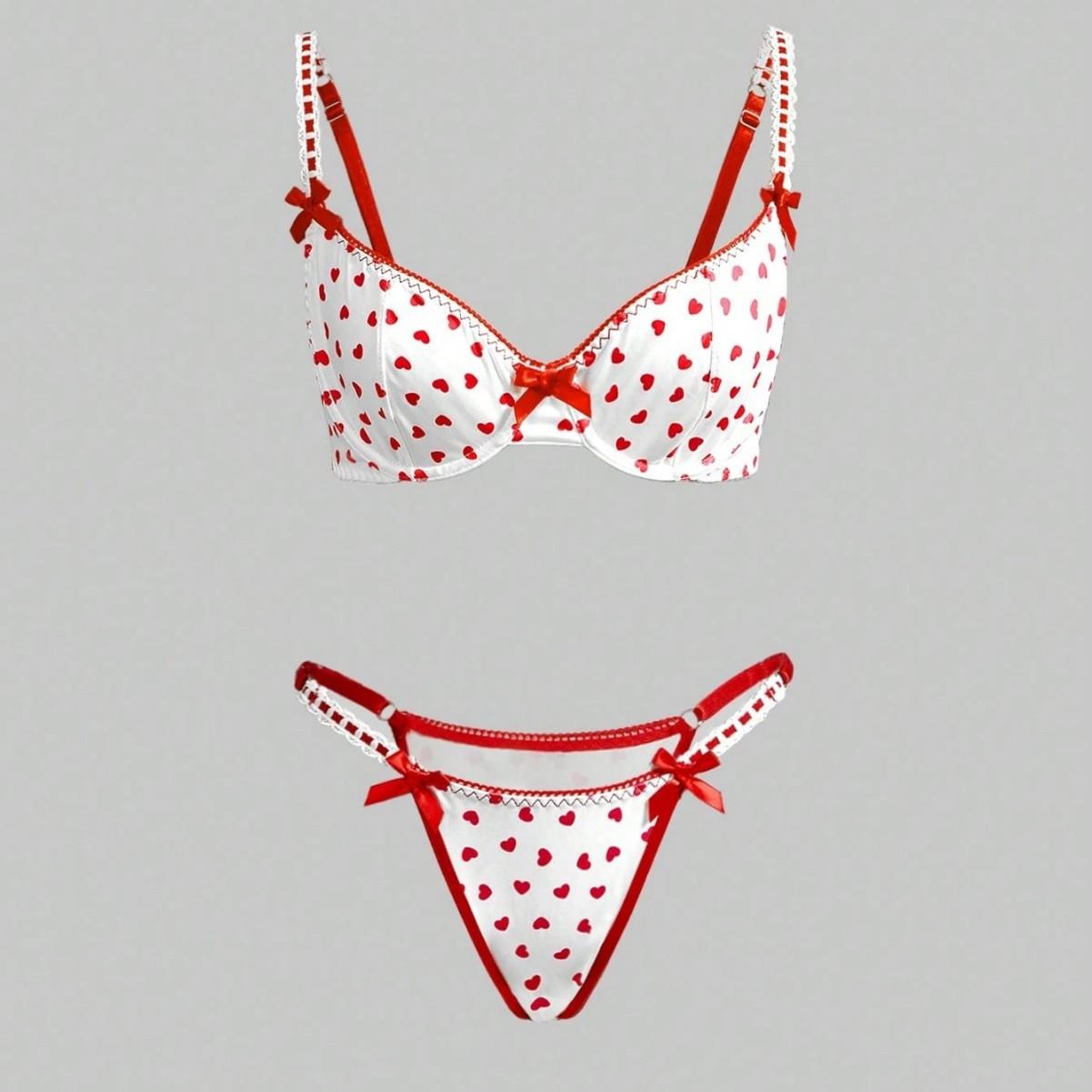 

Pure desire sexy triangle bikini split strap three-point love gathering erotic underwear set L