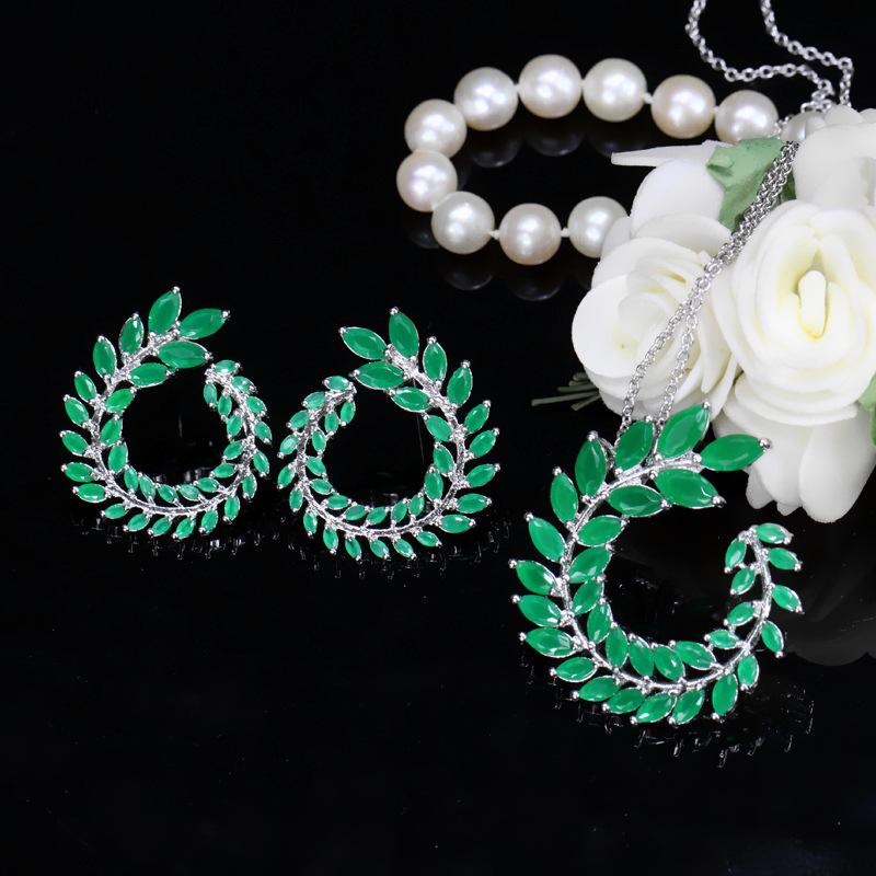 Earrings Pendant Set Chain, Temperament Celebrity Branch Zircon Necklace Earring Set