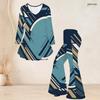 Women Plus Size V Neck Three Quarter Sleeve Printed Flared Top And Flared Pants Two Piece Set