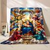 1PC Virgin and angels surrounded Faith-printed Flannel Blanket Soft and Warm Suitable for Home Travel Picnics Camping RV Use