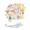100 Stück Bunte Silikonperlen 15mm DIY Großloch Runde Bastelperlen für Armbänder Halsketten