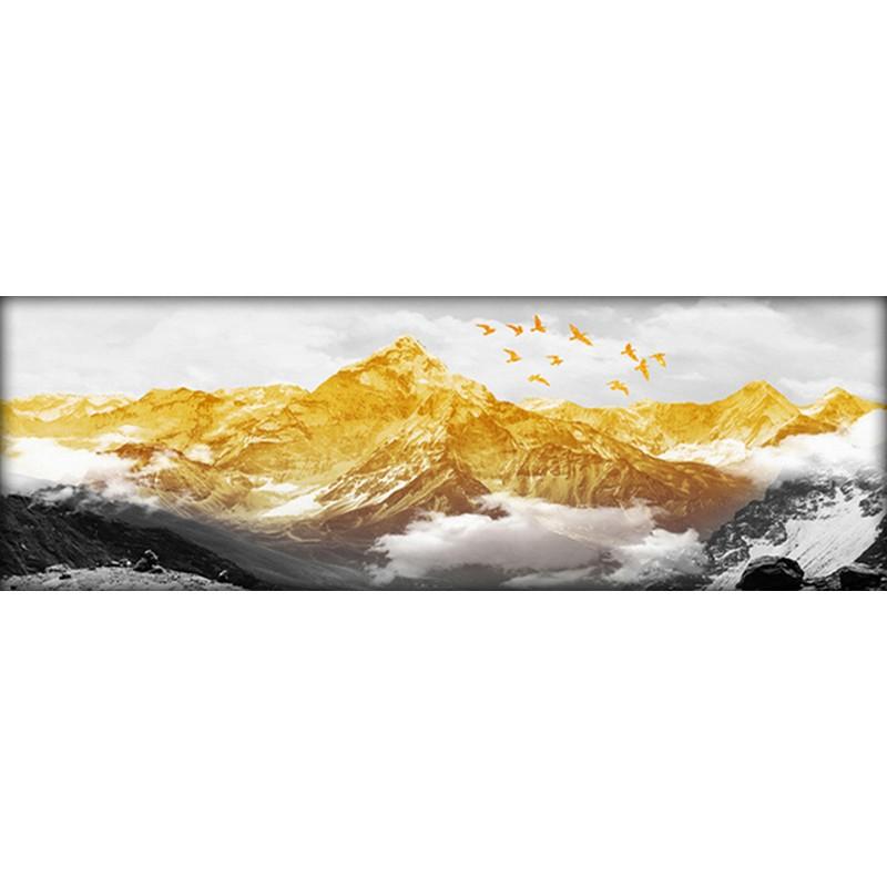 Golden Mountain Modern Landscape Canvas Painting Posters and Prints Wall Art Scenery Pictures for Living Room Decor No Frame