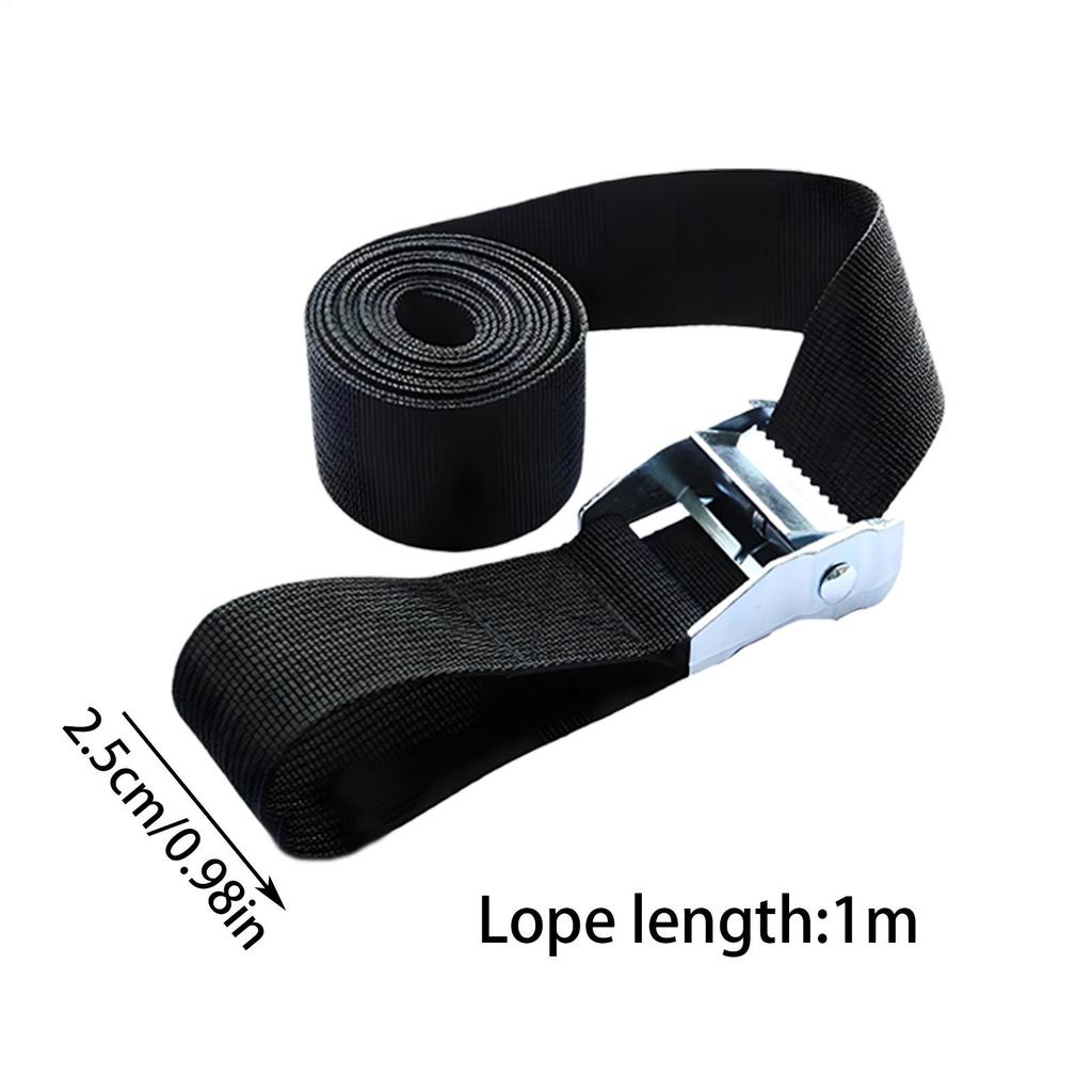 1m Black Tie Down Strap Strong Ratchet Belt Luggage Bag Cargo Lashing With Metal Buckle Outdoor Tools