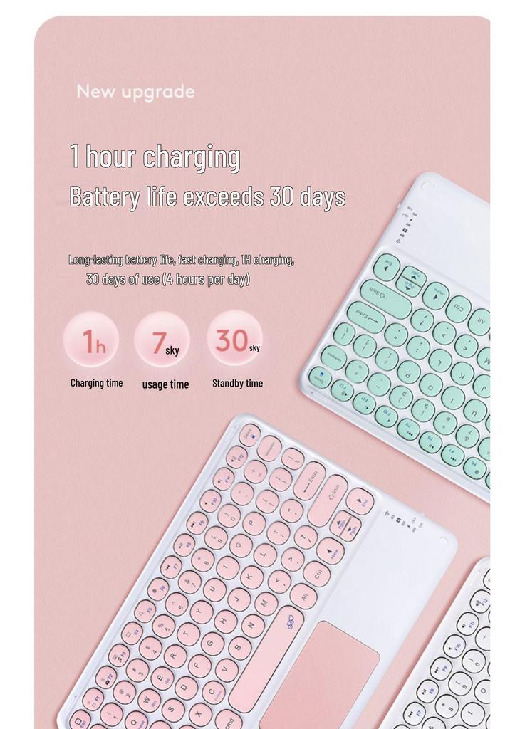 Bluetooth Touch Keyboard for Samsung Tab S9/S10/S7 FE Plus 12.4-inch & S6 Lite Protective Case