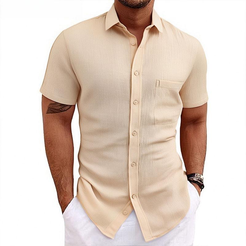 Men’s Plus Size Loose Fit Cotton Linen Short Sleeve Shirt