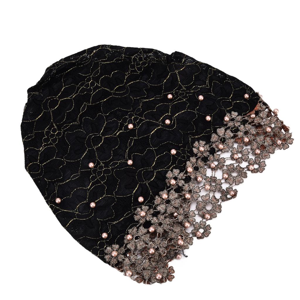 Turban Fashion Unique Bright Comfortable Beaded Hats Muslim Women"s Hats Gift DecorationDark Green