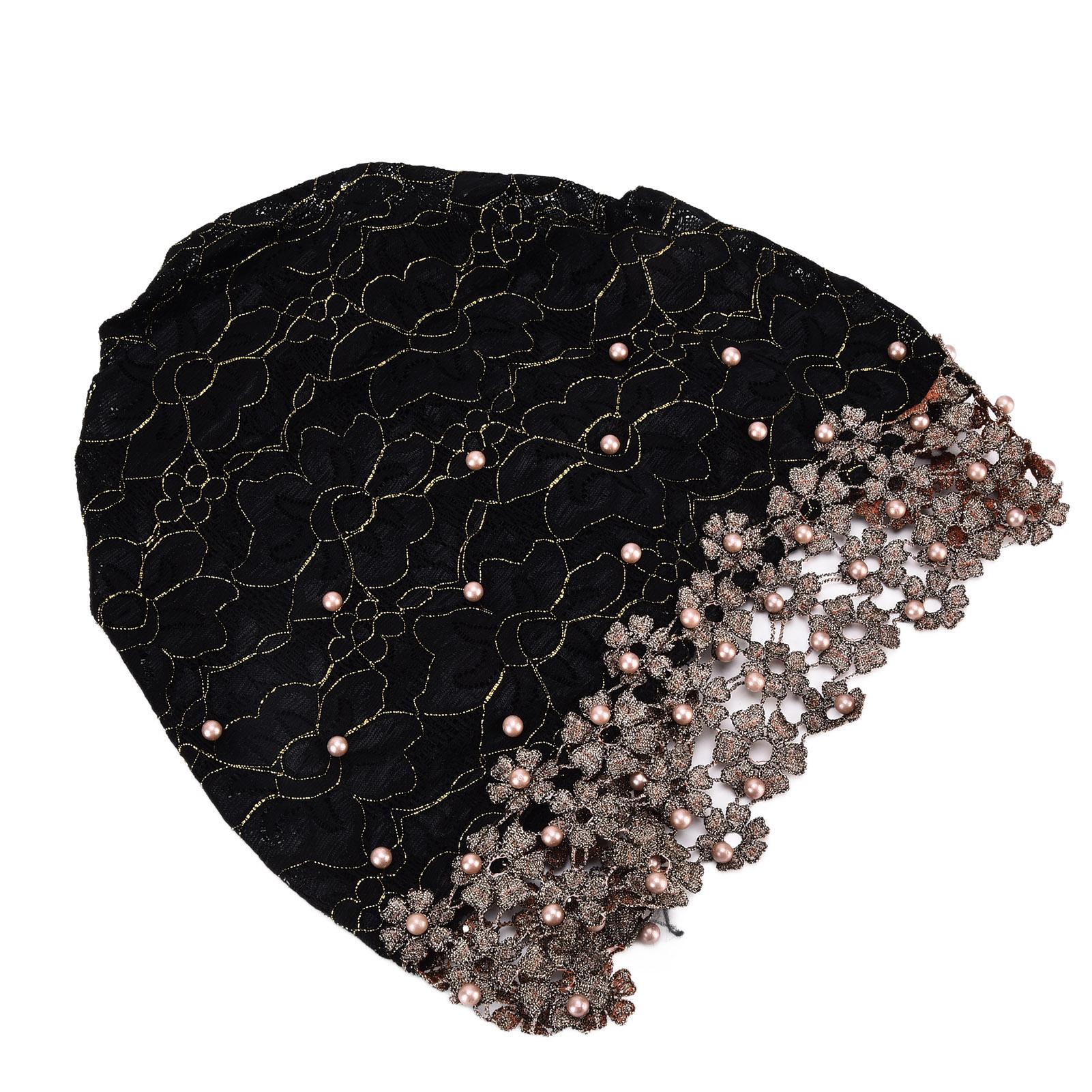 

Тюрбан модный уникальный яркий удобный бисерный головной убор мусульманские женские головные уборы подарок украшение темно-зеленый чёрный