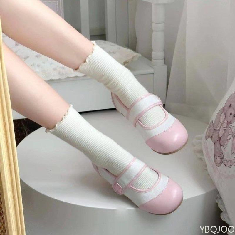 Fashion Small cute round toe flat sole shoes for spring and summer versatile color blocked casual simple daily not tiring women's shoes