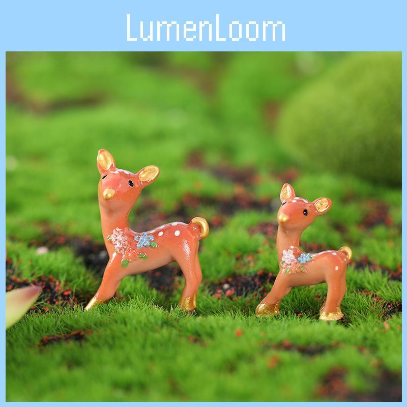 Adorable Resin Deer Figurine Miniature Moss Snow Scene Diy Christmas Decor