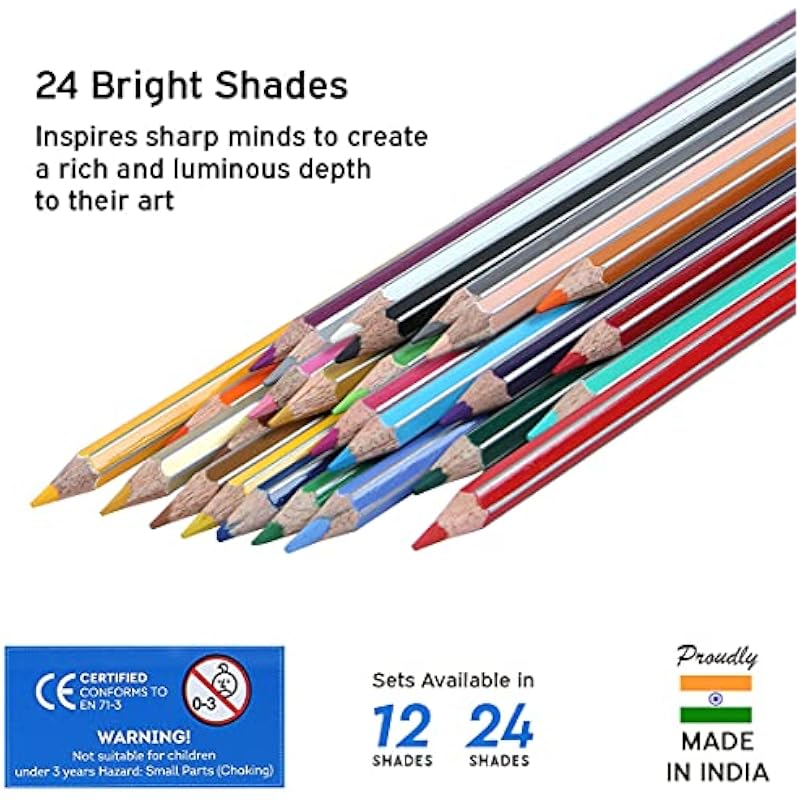 Doms 12 Shades Super Soft Color Pencils Flat Tin Box | Smooth Color Application | For Blending & Experimenting Different
