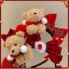 Pony New Year Headband Red Plush Hair Hoop Cute Red Velvet Bow Hairband  Children