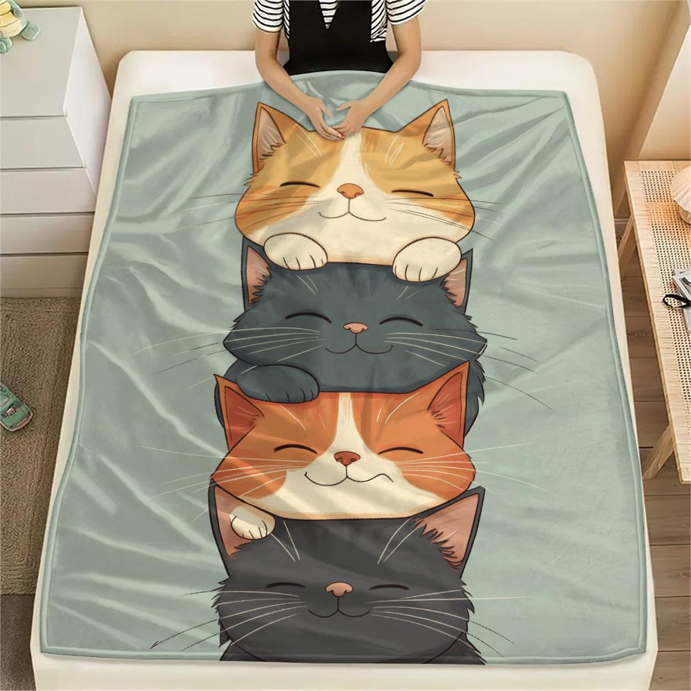 

Cute Kittens Print Flannel Blanket, High quality Comfortable for All Seasons, Home Decor, Warmth and Comfort 80cm x 120cm
