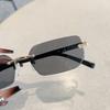 Trendy Rimless Rectangle Sunglasses Frameless Fashion Shades Punk Sunglasses Gradient Men Women UV400 Eyewear Driving