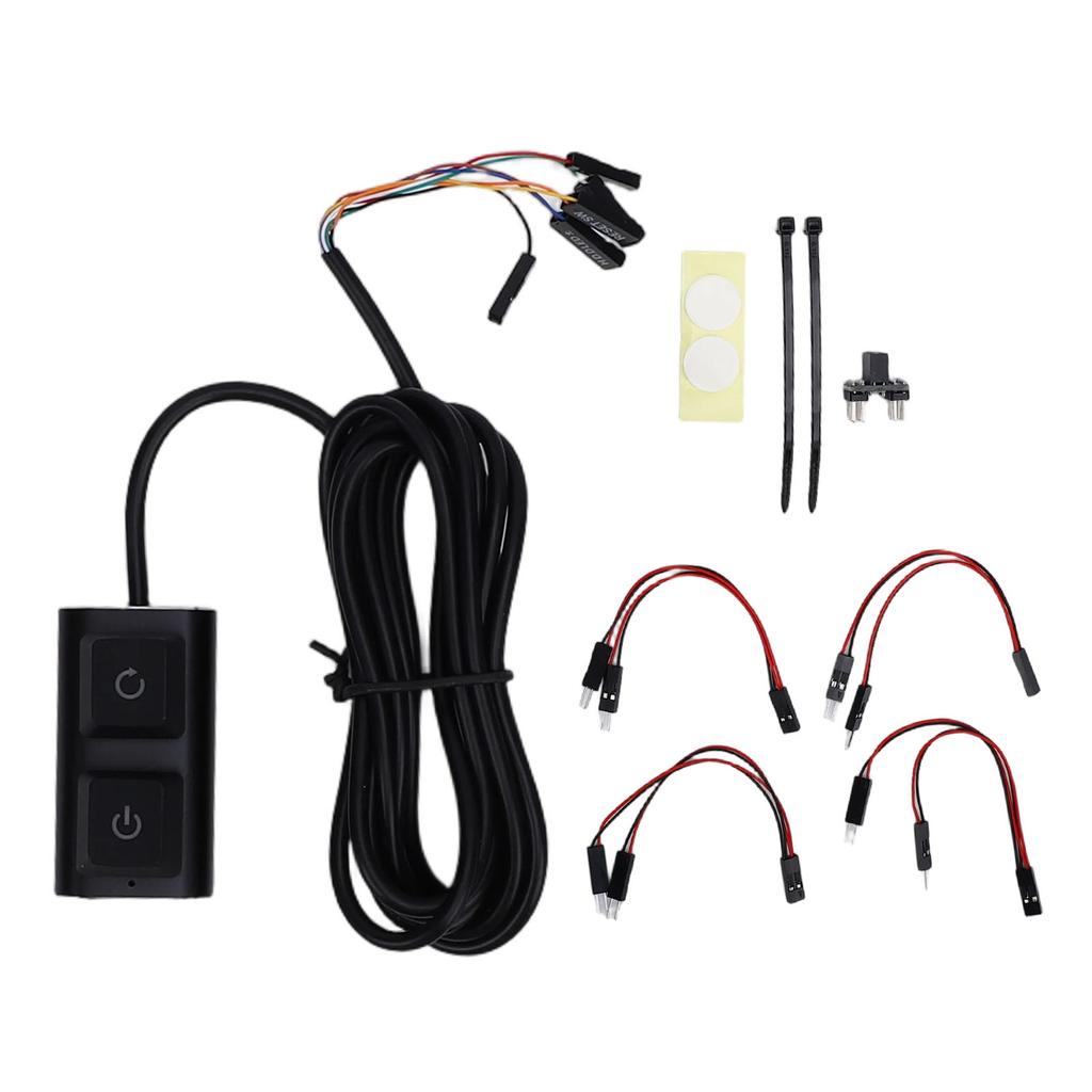 Desktop Computer Power Switch External PC Power Button Extension Cable with On Off Reset Switch for Computer Motherboard