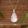 S925 Silver High Ice Chalcedony Gourd Necklace, White Ice Transparent Chalcedony Pendant, National Trend Fashion Jewelry for Women