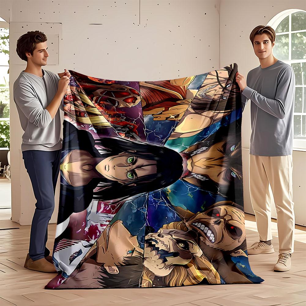 A Central Figure Surrounded by Shards of Powerful Titan Characters. for All Seasons Blanket Lunch Break Throw Gift