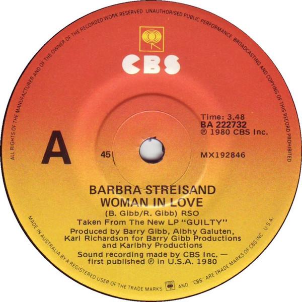 

7inch Record BARBRA STREISAND Woman In Love BA222732 CBS 1980 Australia Pop Used