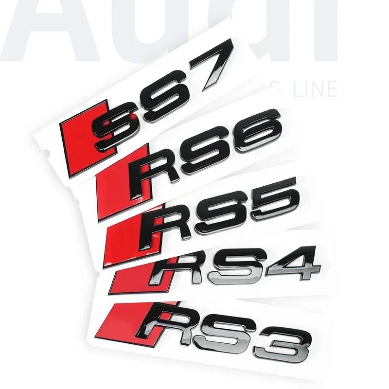 2026 Be used for Audi RS3 RS4 RS5 RS6 RS7 RS8 A3 A4 Original car displacement decorated black modified car label Accessories