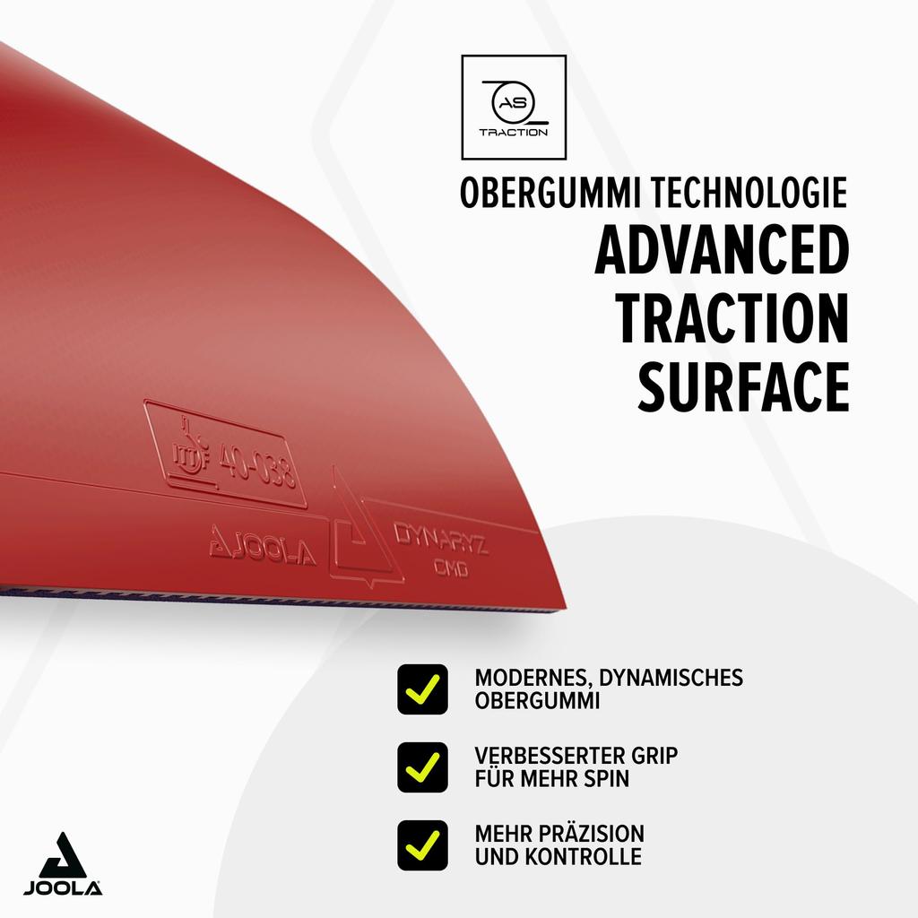 JOOLA Dynalize CMD Tischtennis und Rotes MAX TGRUB023 Belag, Invert, Spin, Geschwindigkeit, Grip, Rückmeldung, Rückprall, (019)