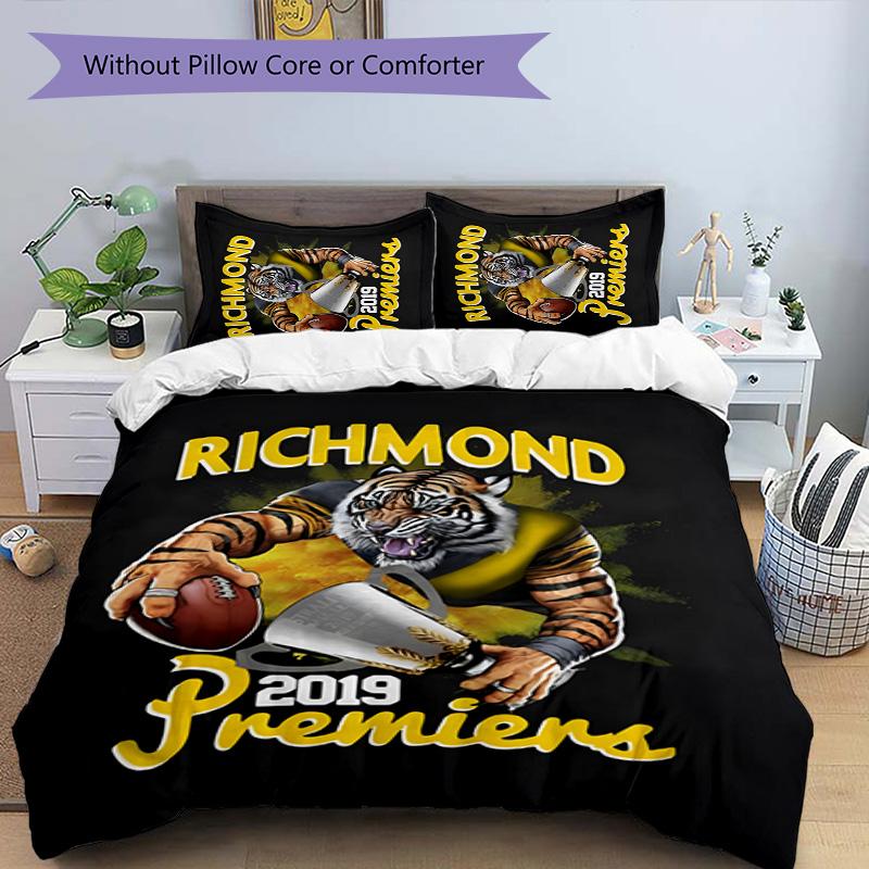 Richmond Tigers 3pcs Bedding Set Duvet Cover Closure Includes 1 Duvet Cover & 2 Pillowcases for All Seasons Bedroom Home Dorm Decor