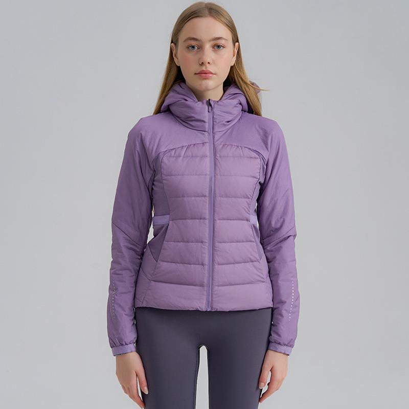 New Winter 90 White Duck Down Slim Yoga Top Running Light Turtleneck Hooded Cotton Jacket Sports and Leisure Down Jacket