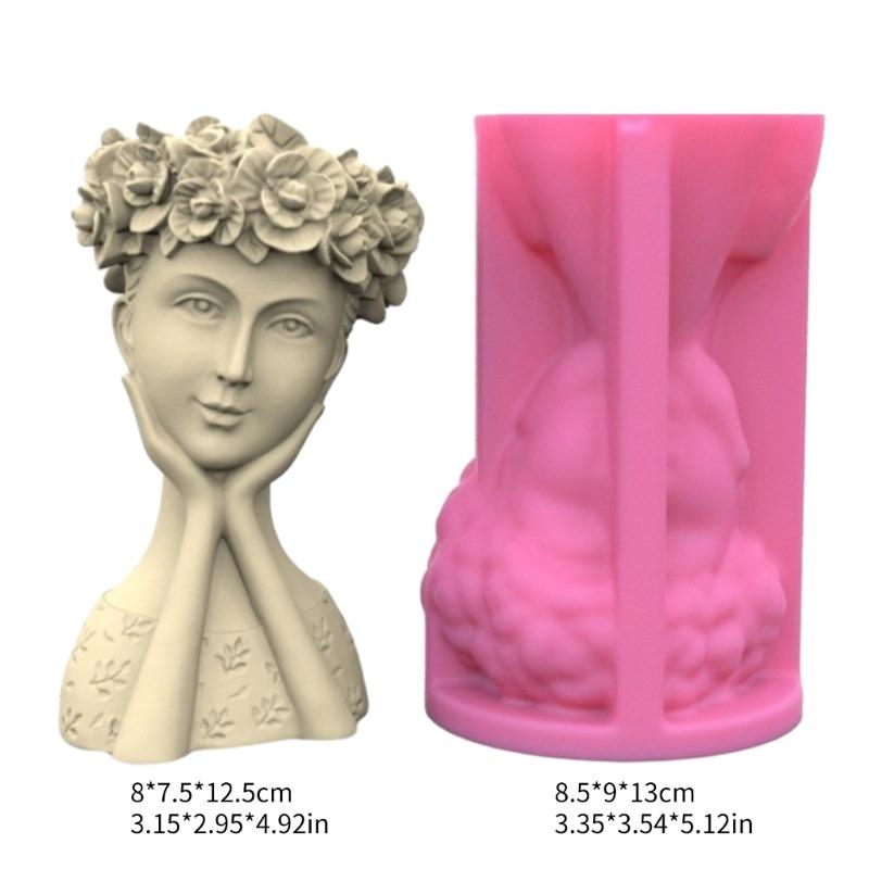 Silicone Mold Flower Wreath Girl Flower Pots Molds Succulent Planter Vase Exploy Casting Mould Home Decorations Crafts