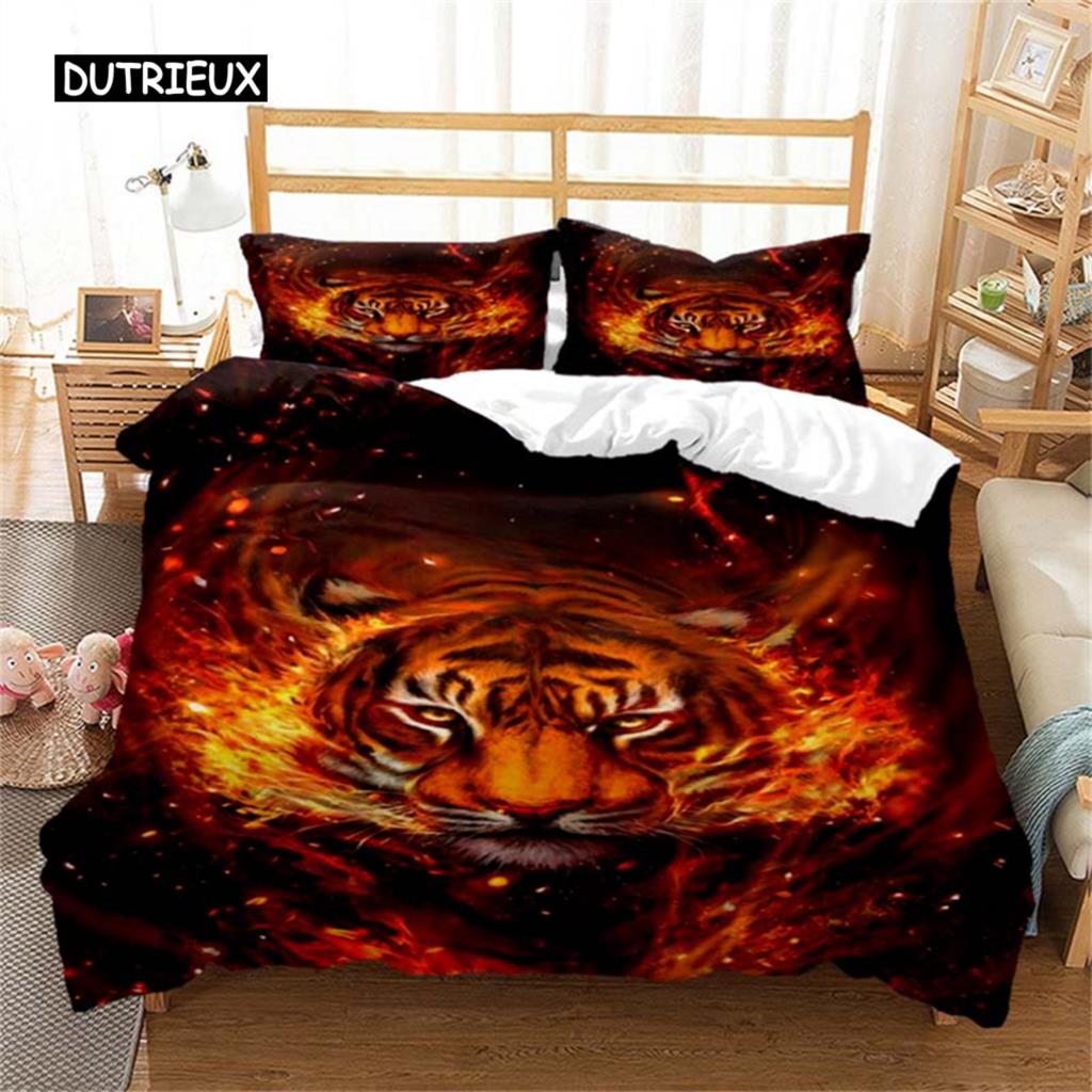 Duvet Cover Tiger Soft Comforter Cover Microfiber Animal Bedding Set Tiger Pattern Quilt Cover for Room Decor Bedclothes Bedroom