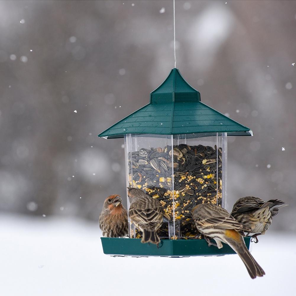 Waterproof Bird Feeders Garden Gazebo Hanging Wild Bird Feeder Large Capacity Pet Birds Feeding House Bird Feeder
