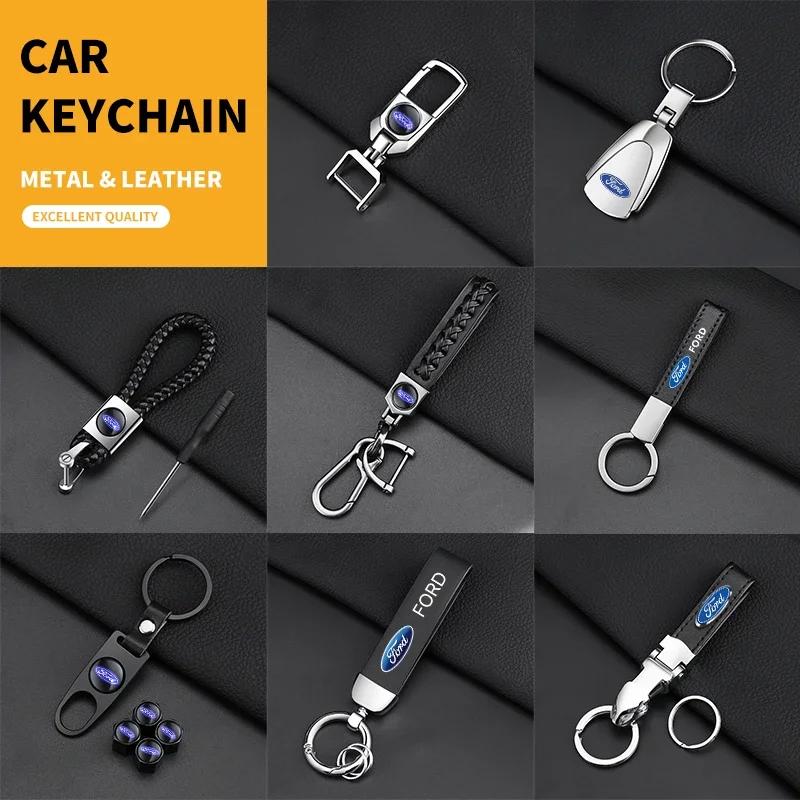 Car Sticker Hot For Ford Car Metal Leather Key Chain High Quality Gift For Ford Focus 2 MK2 4 MK3 MK4 ST Mondeo Festiva Fusion S