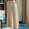 Hepburn Style High-Waisted Cashmere Pleated A-Line Skirt 
