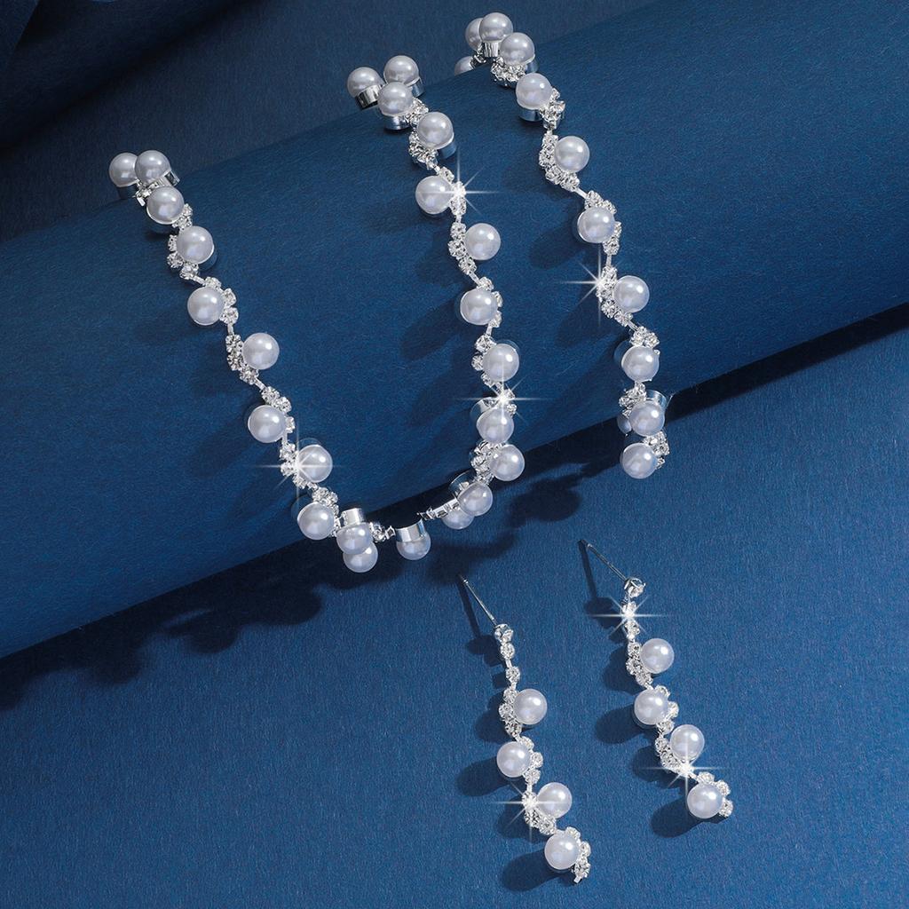 Bridal Jewelry Set - Necklace Earrings and Bracelet - 3-piece Wedding Accessories - Versatile Evening Gown Set