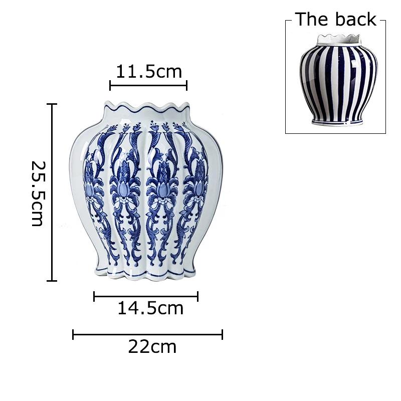 

Two-sided Blue and White Porcelain Vase Desk Decoration Flowers Arrangement Artificial Flower Decorative Home Floral Vases
