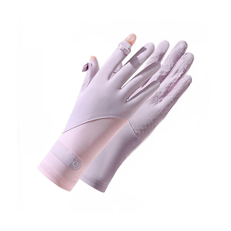 Women’s Ice Silk Summer Gloves, Stretchy UV Protection Gloves, Lightweight Breathable Thin Gloves for Outdoor Cycling Driving Activities