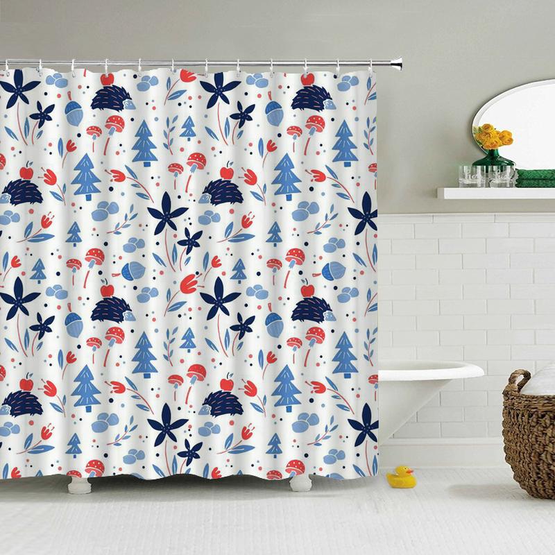 

3D Shower Curtains Flowers Bathroom Curtain With Hooks Waterproof Print 180X240Cm Polyester Cloth Bathroom Decoration Screen W60H190(CM)-1 Pcs