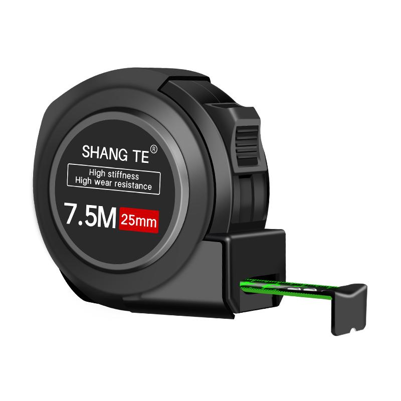 Rubberized 5m Fluorescent Steel Tape Measure - High Precision Laser Engraved Black Gold Ruler, Wear-Resistant Household Tool