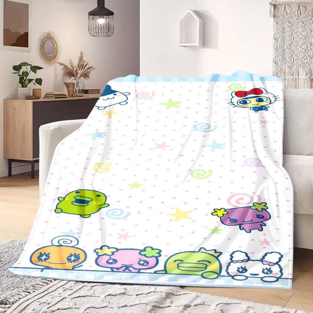 Tamagotchi Anime Print Blanket Warm Comfortable Flannel Blanket Suitable for Bedrooms, Sofas, Beds, Chairs, Picnics, Travel
