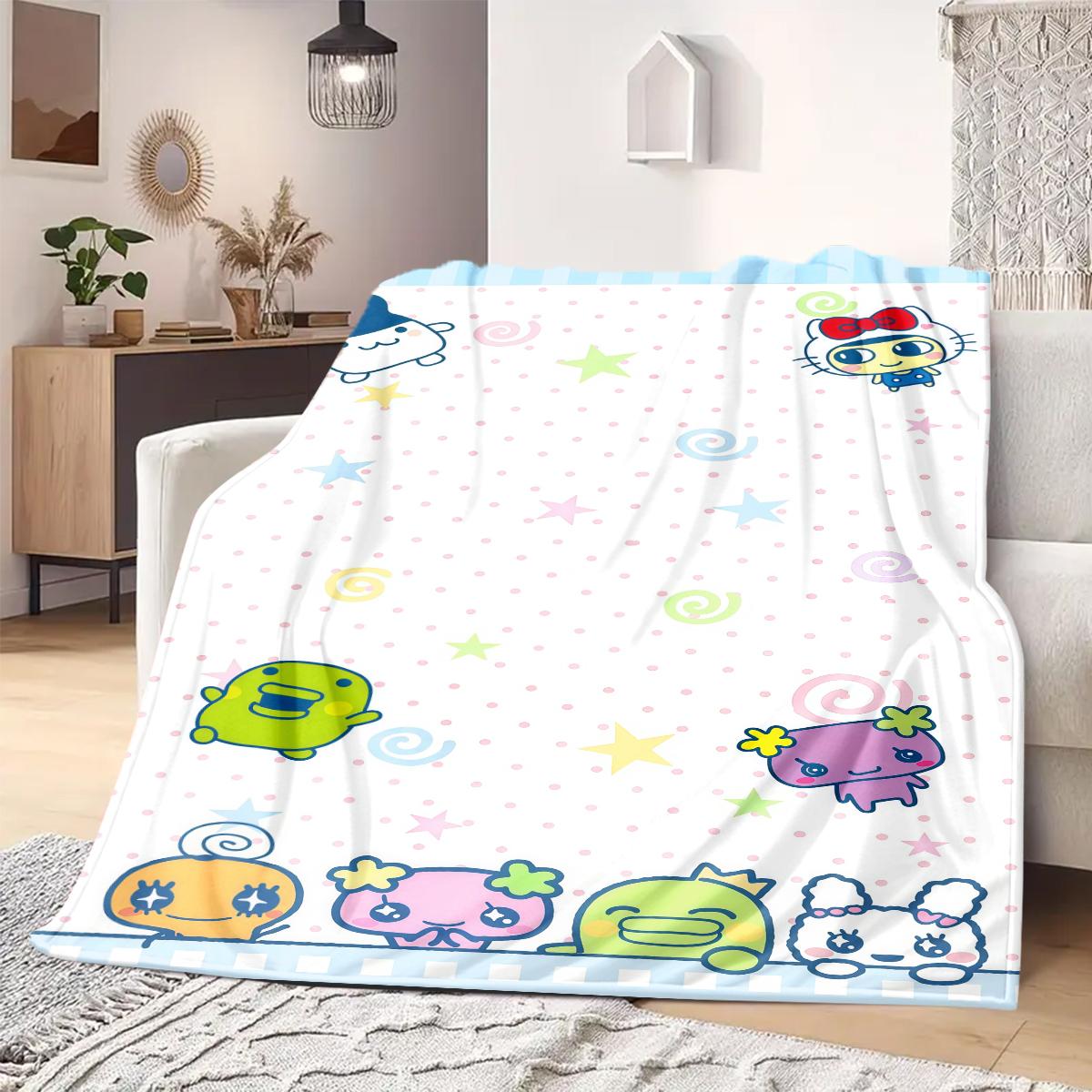 

Tamagotchi Anime Print Blanket Warm Comfortable Flannel Blanket Suitable for Bedrooms, Sofas, Beds, Chairs, Picnics, Travel 75x90cm