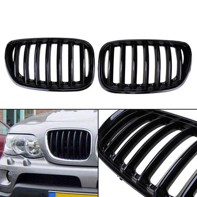 Grilă Rinichi Față Negru Lucios Potrivită BMW X5 E53 2004-2006 Seria X