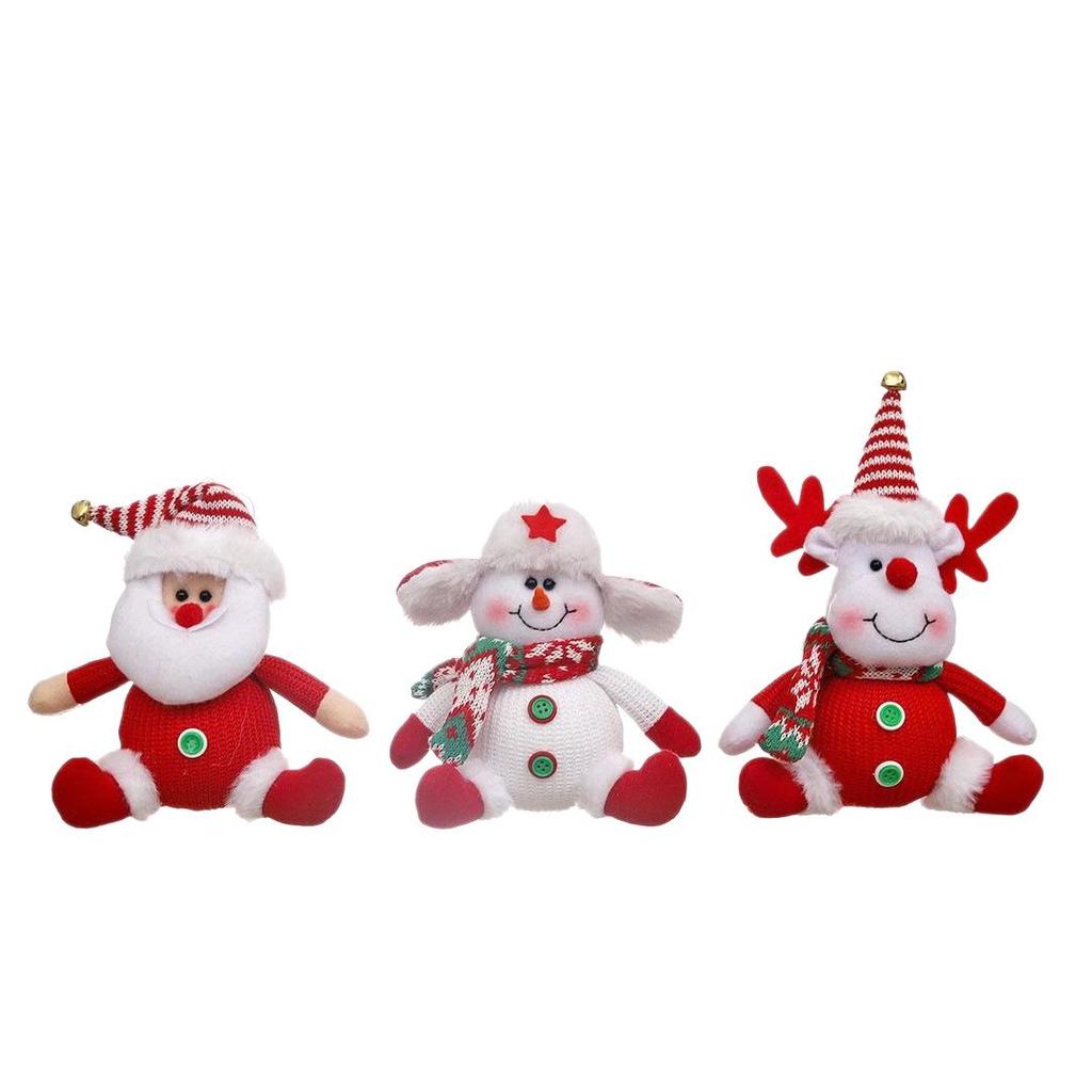 Red Santa Claus, Reindeer, and Snowman Christmas Ornament Set