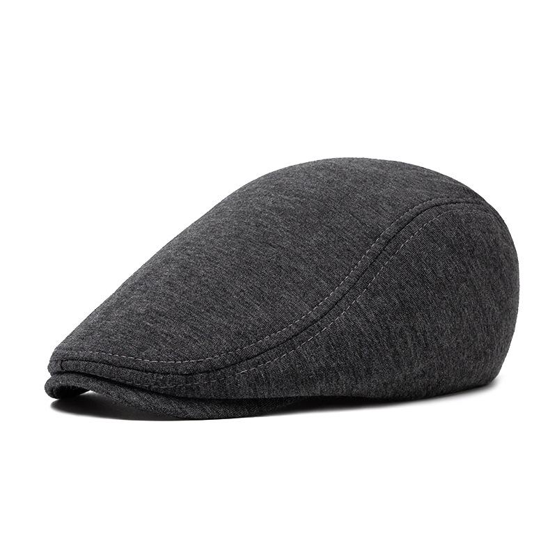 Boina masculina de outono e inverno de lã de aba leve, quente, chapéu para frente, boina britânica de topo mole, chapéu newsboy