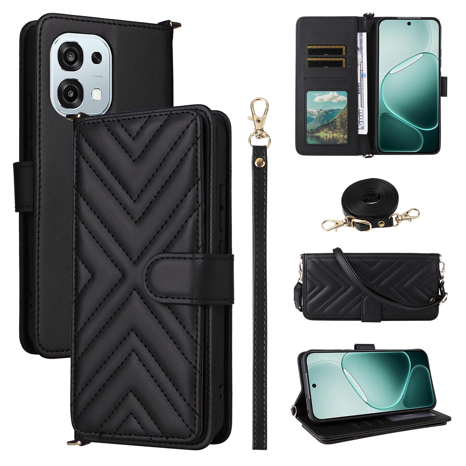 

Leather Case for Oppo A6 Pro 4G/A6 Pro 5G/F31 5G Stand Wallet Phone Cover with Shoulder/Wrist Strap