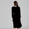 Autumn Winter Women Vintage Black Beading Chain Velvet Party Dresses