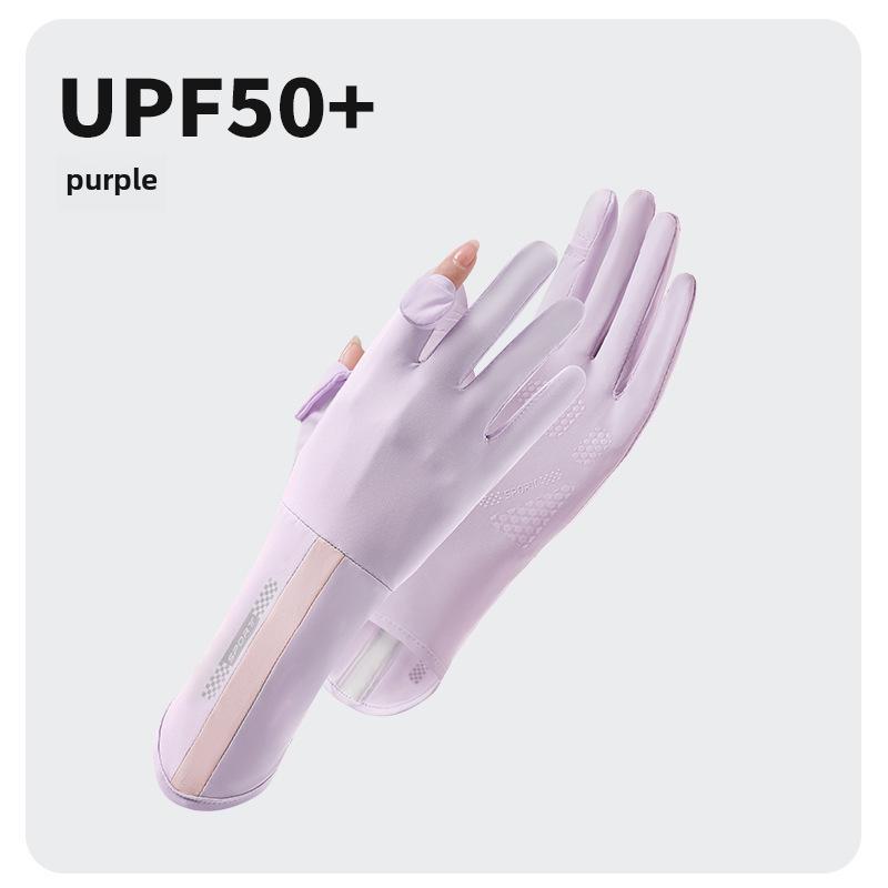 Damskie szybkoschnące rękawiczki z ochroną UV z jedwabiu lodowego z obsługą ekranu dotykowego
