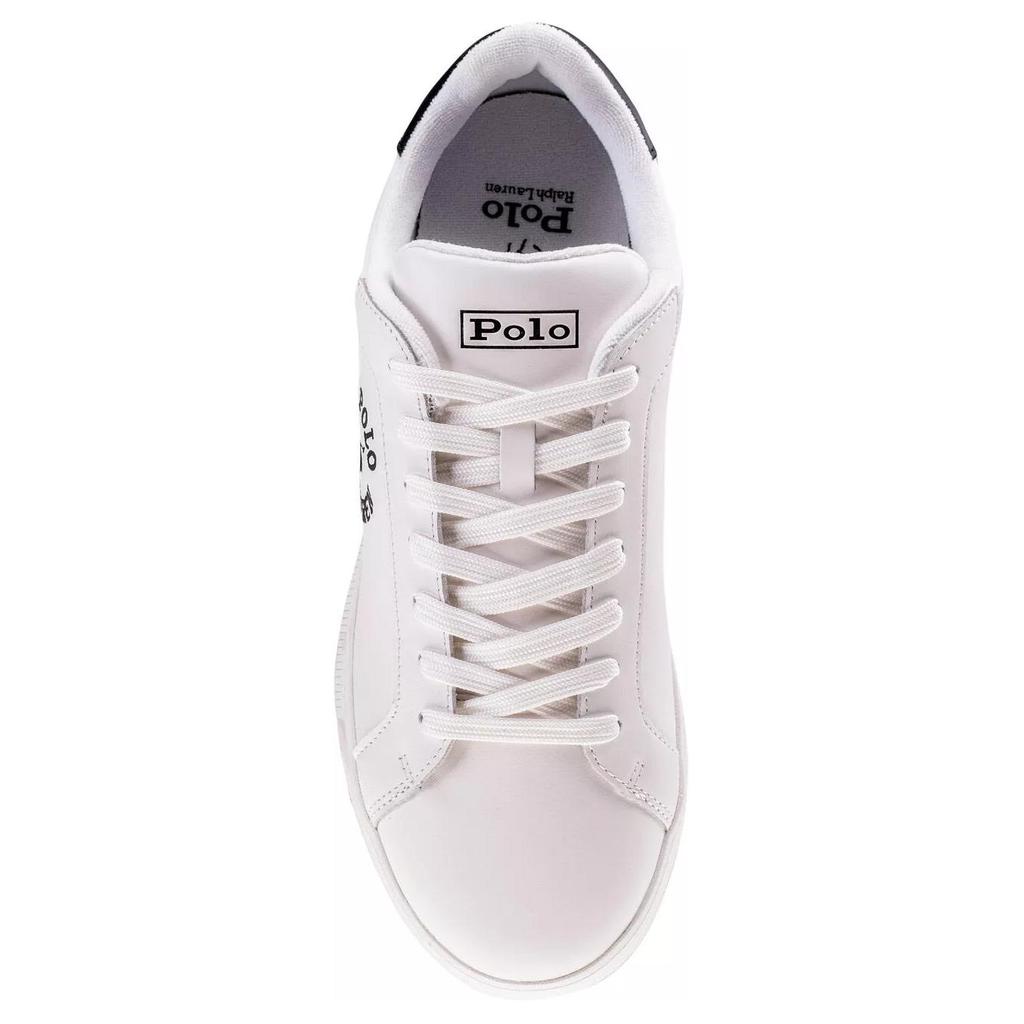 Polo Ralph Lauren Leather Round Toe Lace-Up Logo Low-Top Sneakers Men sneakers White 809892336001