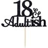 Black Glitter 18 and Adultish Cake Topper for Eighteen Birthday Party, Time To Adult Cake Decorations, 18th Birthday Party Decorations for Girls Boys