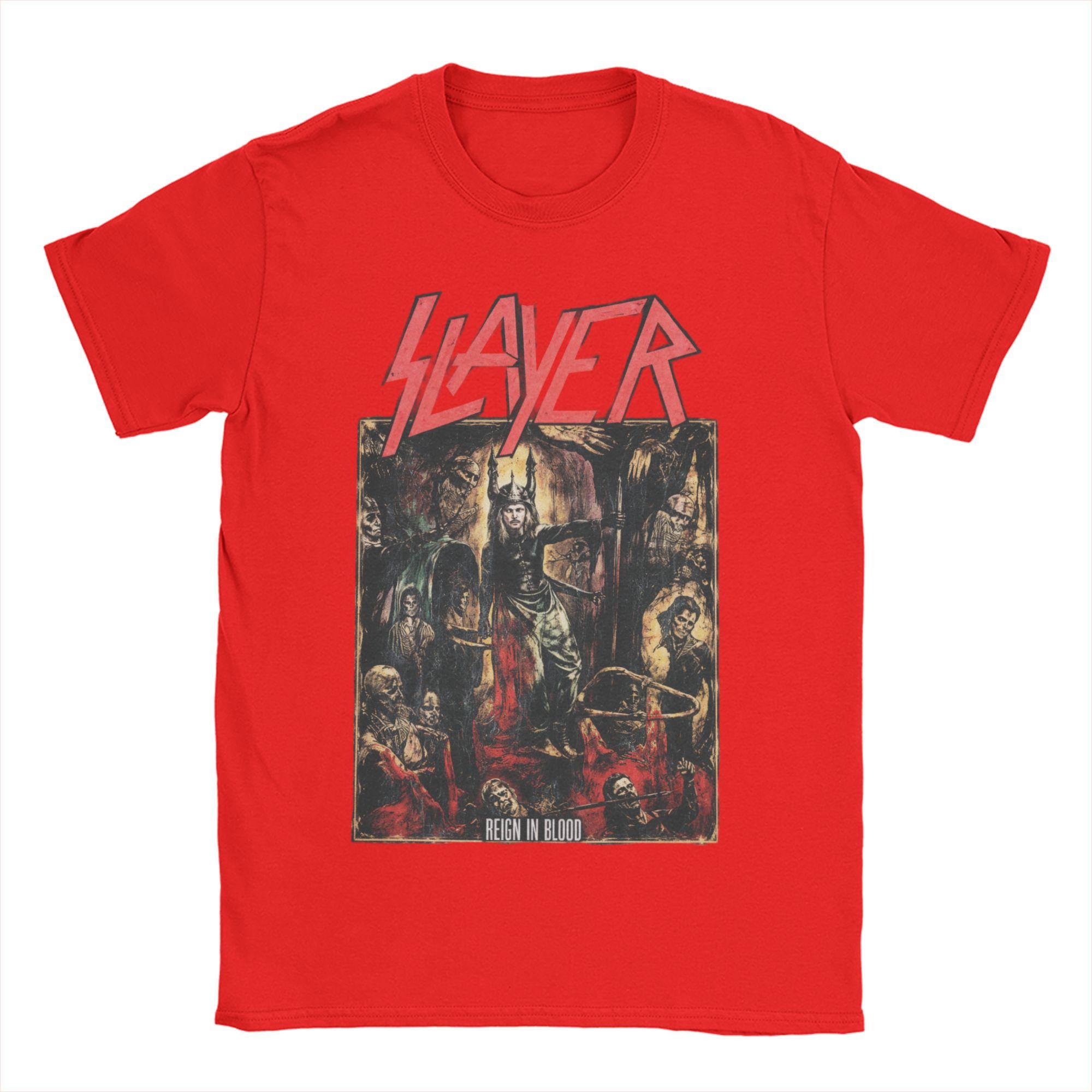 Vintage Slayer Reign In Blood TShirts for Unisex Women Round Collar Pure Cotton T Shirt Short Sleeve Tee Shirt Printed Tops S