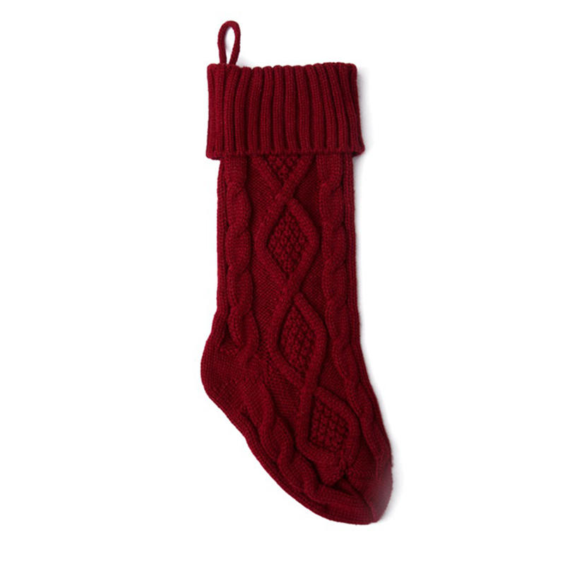 Fashion Cable Knit Christmas Stockings Solid Color Classic Hanging Gift Candy Stocking for Fireplace Xmas Tree