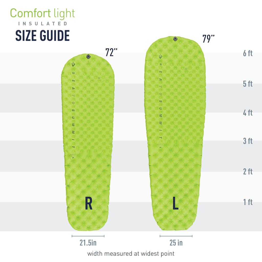 Sea To Summit Comfort Light Insulated Sleeping Pad for Backpacking and Camping Regular (72 X 21.5 X 2.5 Inches)