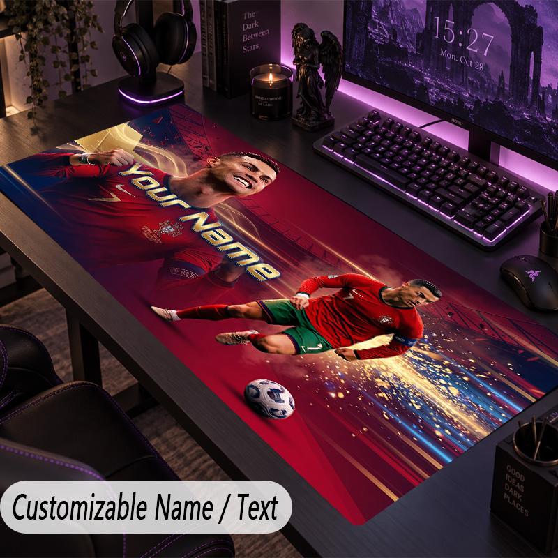 Large Mouse PadCristiano Ronaldo Custom Name Text Personalized Desk Mat Non Slip Gaming Pad