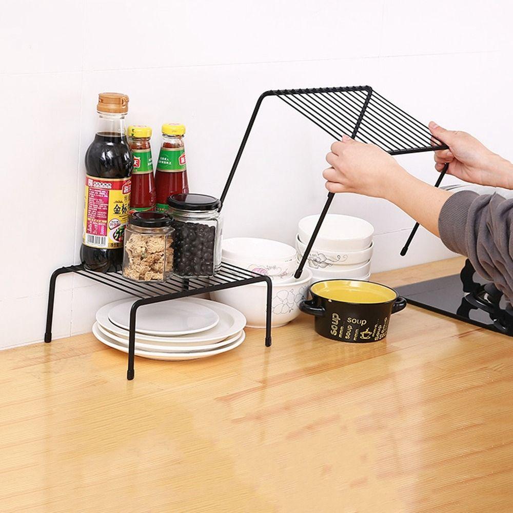 Hollow Iron Kitchen Storage Rack Single Layer Seasoning Bottles Shelves   Kitchen